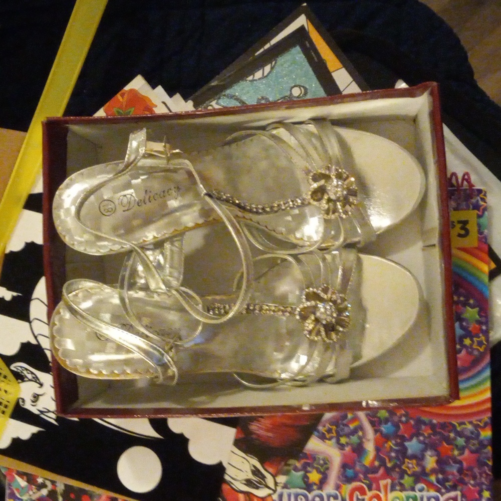 Silver rhinestone heels